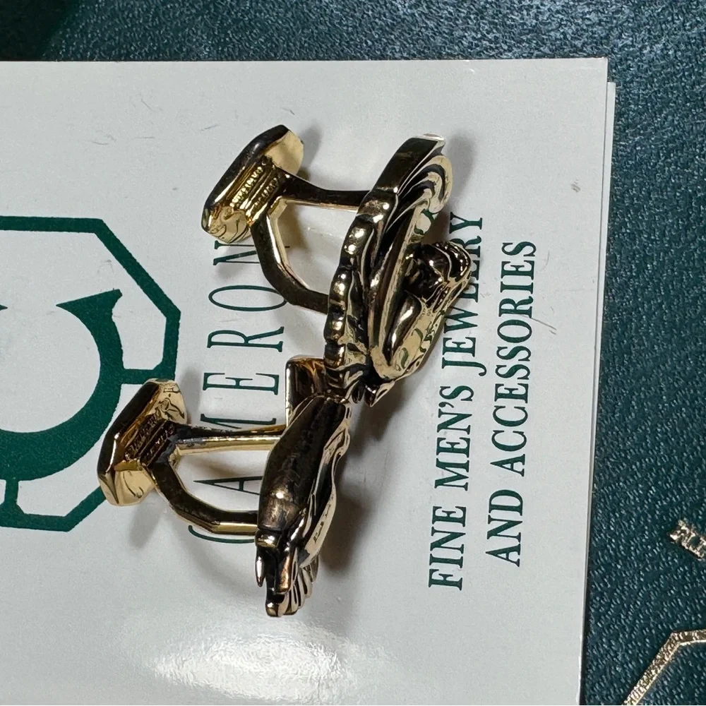 VTG Rick Cameron Horse Head Cufflinks Vermeil 925 Silver-Gilt 24k Gold Wildlife